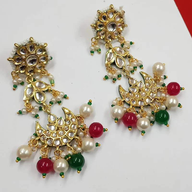 women rhinestone earrings -Padmawati Bangles Gold Plated Kundan Stone And Pearls Dangler Earrings