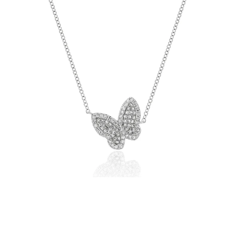 women elegant necklaces -Diamond Butterfly Necklace in White Gold