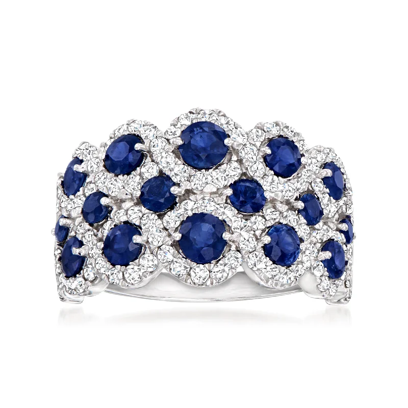 women diamond ring engagement sets -Ross-Simons Sapphire and Diamond Ring in 14kt White Gold