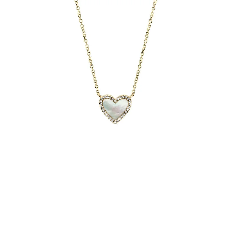 women lock necklaces -Shy Creation Diamond & Mother of Pearl Heart Necklace