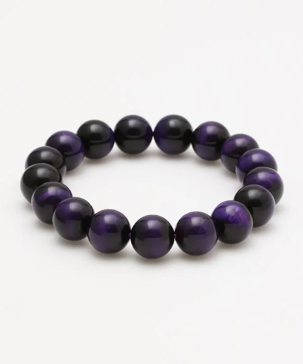 women adjustable charm bracelets -3A Grade 12mm Purple Tiger Eye Bracelet