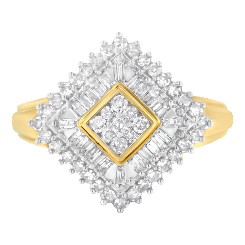 women stackable engagement rings -10K Yellow Gold Diamond Ballerina Ring