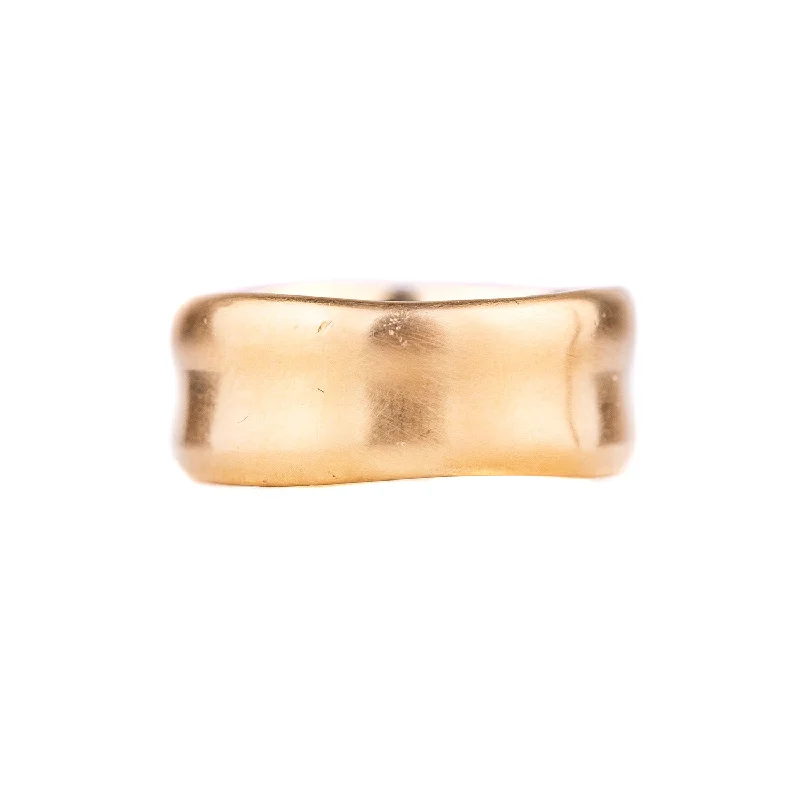 women classic solitaire rings -14k Yellow Gold Wide Wavy Band by Matsu