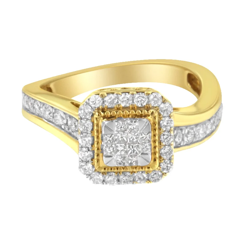 women modern engagement rings -10KT Yellow Gold Diamond Cocktail Ring