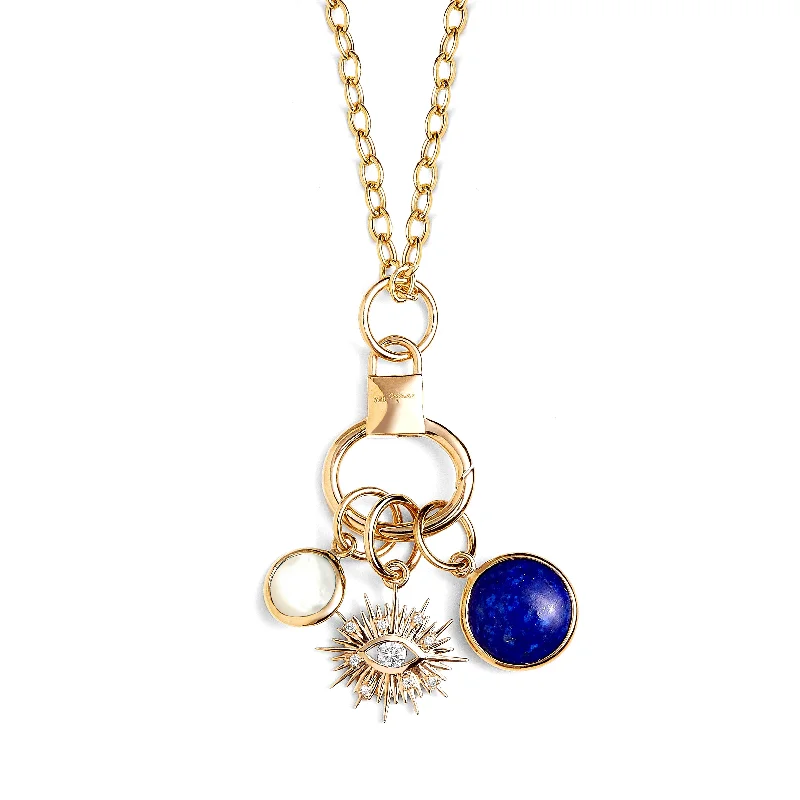 women pearl pendant necklaces -Evil Eye Chakra Charm Necklace